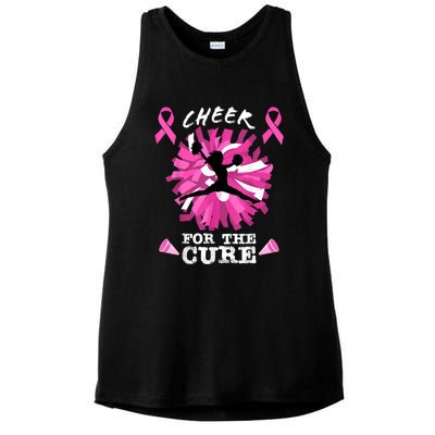 Cheer For The Cure Breast Cancer Awareness Month Cheerleader Ladies PosiCharge Tri-Blend Wicking Tank