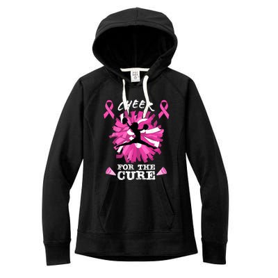 Cheer For The Cure Breast Cancer Awareness Month Cheerleader Women's Fleece Hoodie