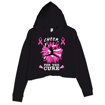 Cheer For The Cure Breast Cancer Awareness Month Cheerleader Crop Fleece Hoodie