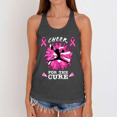 Cheer For The Cure Breast Cancer Awareness Month Cheerleader Women's Knotted Racerback Tank