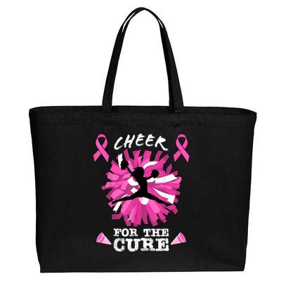 Cheer For The Cure Breast Cancer Awareness Month Cheerleader Cotton Canvas Jumbo Tote