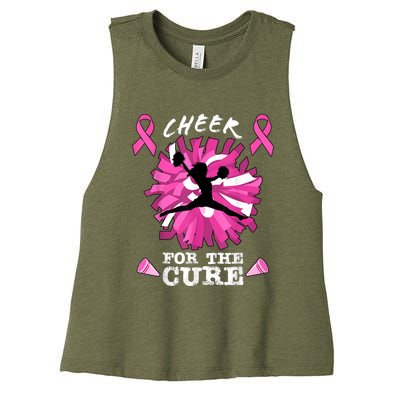 Cheer For The Cure Breast Cancer Awareness Month Cheerleader Women's Racerback Cropped Tank