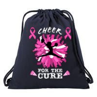 Cheer For The Cure Breast Cancer Awareness Month Cheerleader Drawstring Bag