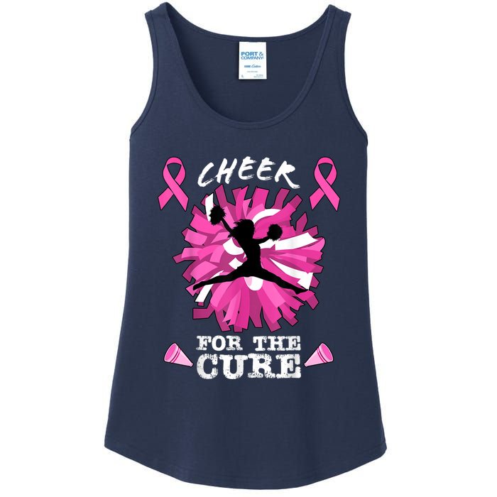 Cheer For The Cure Breast Cancer Awareness Month Cheerleader Ladies Essential Tank