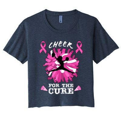 Cheer For The Cure Breast Cancer Awareness Month Cheerleader Women's Crop Top Tee