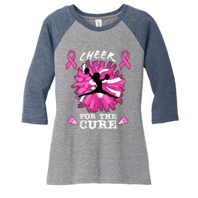 Cheer For The Cure Breast Cancer Awareness Month Cheerleader Women's Tri-Blend 3/4-Sleeve Raglan Shirt