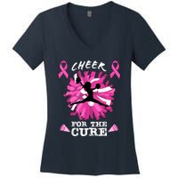 Cheer For The Cure Breast Cancer Awareness Month Cheerleader Women's V-Neck T-Shirt