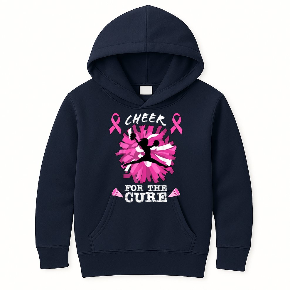 Cheer For The Cure Breast Cancer Awareness Month Cheerleader Kids Hoodie