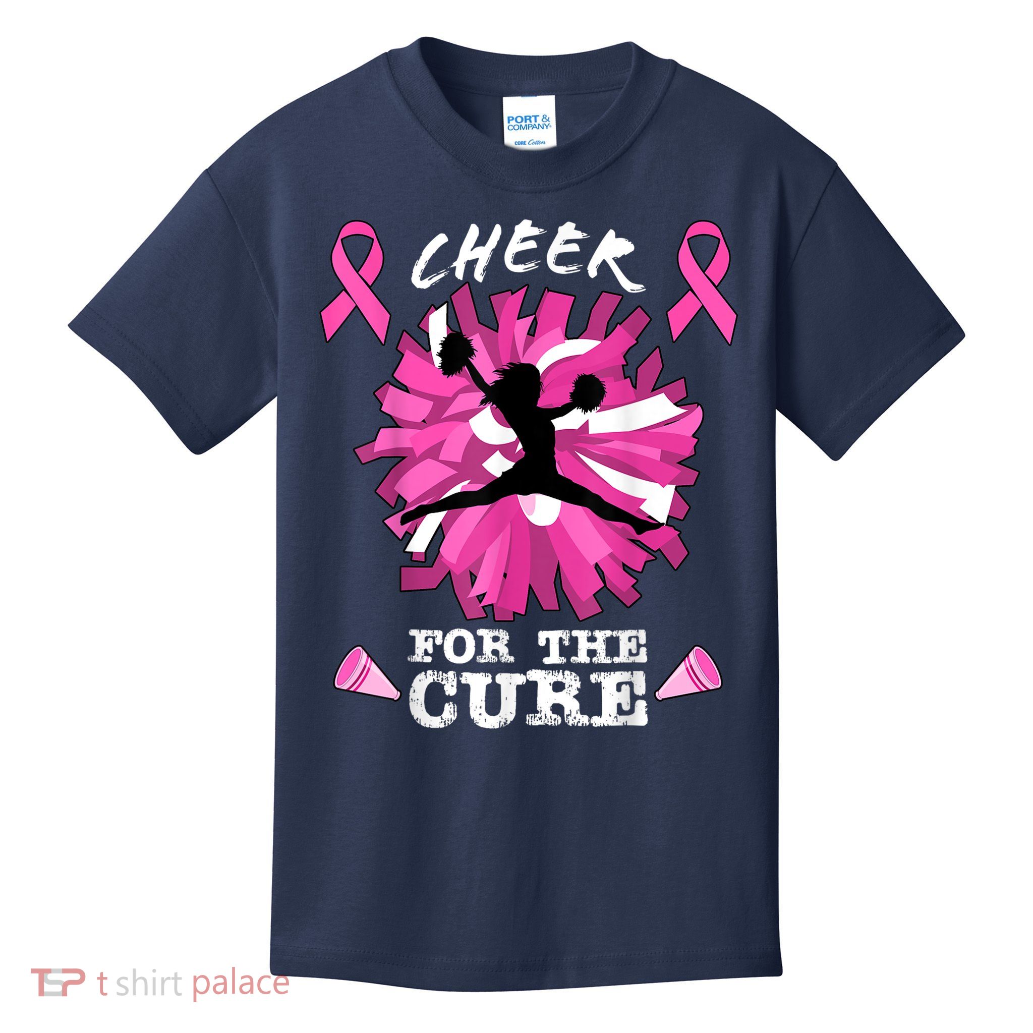 Cheer For The Cure Breast Cancer Awareness Month Cheerleader Kids T-Shirt