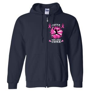 Cheer For The Cure Breast Cancer Awareness Month Cheerleader Full Zip Hoodie