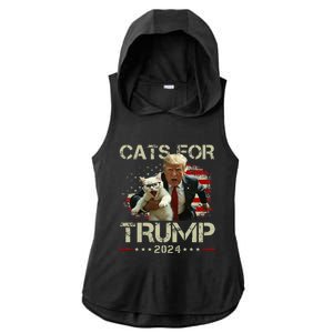 Cats For Trump 2024 Funny Vote For Trump Cats 2024 Ladies PosiCharge Tri-Blend Wicking Draft Hoodie Tank