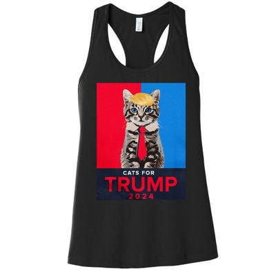 Cats For Trump 2024 Funny For Vance Trump Women's Racerback Tank