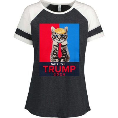 Cats For Trump 2024 Funny For Vance Trump Enza Ladies Jersey Colorblock Tee