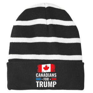 Canadians For Trump Pro Trump 2020 Supporter Gift Striped Beanie with Solid Band