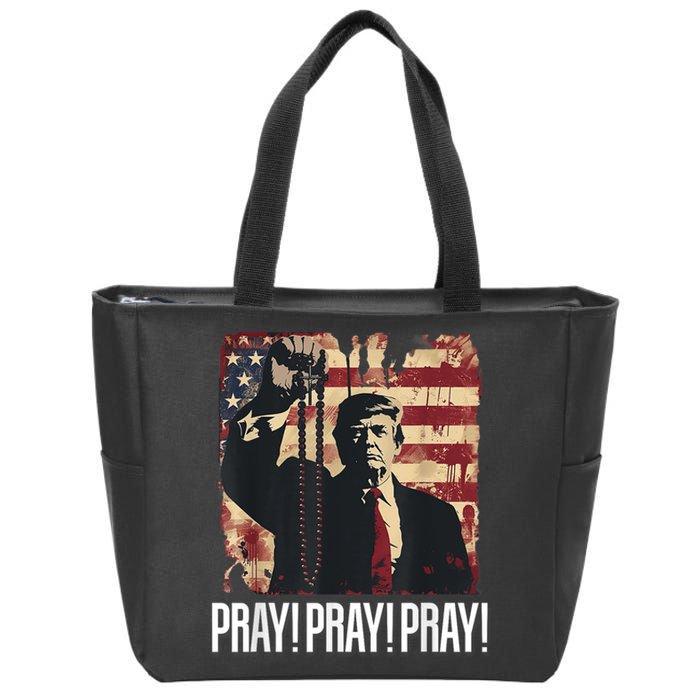 Catholics For Trump 2024 Rosary Election Zip Tote Bag