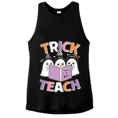 Cute Funny Trick Or Teach Reading Ghost Ladies PosiCharge Tri-Blend Wicking Tank