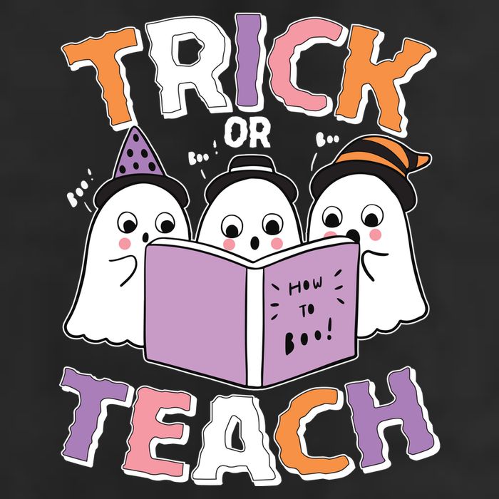 Cute Funny Trick Or Teach Reading Ghost Cool Comfort Performance Bucket Hat