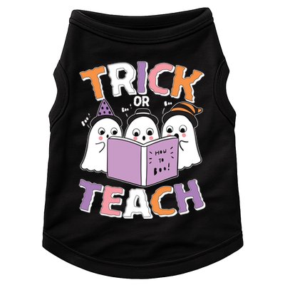 Cute Funny Trick Or Teach Reading Ghost Doggie Tank