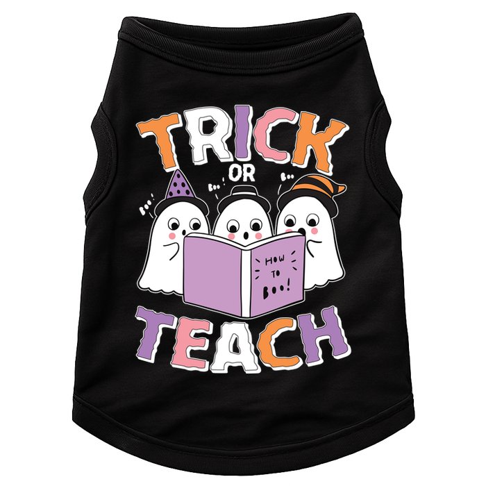 Cute Funny Trick Or Teach Reading Ghost Doggie Tank