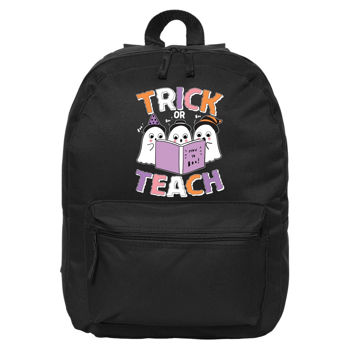 Cute Funny Trick Or Teach Reading Ghost 16 in Basic Backpack