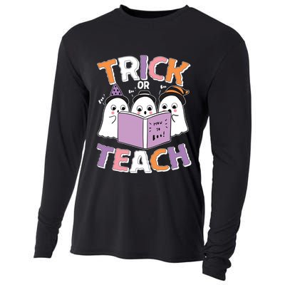 Cute Funny Trick Or Teach Reading Ghost Cooling Performance Long Sleeve Crew