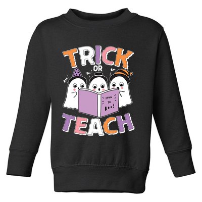Cute Funny Trick Or Teach Reading Ghost Toddler Sweatshirt