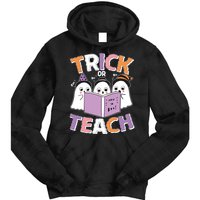 Cute Funny Trick Or Teach Reading Ghost Tie Dye Hoodie