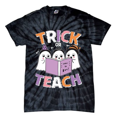 Cute Funny Trick Or Teach Reading Ghost Tie-Dye T-Shirt