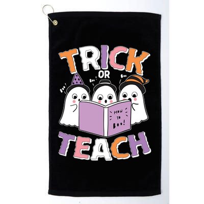 Cute Funny Trick Or Teach Reading Ghost Golf Towel