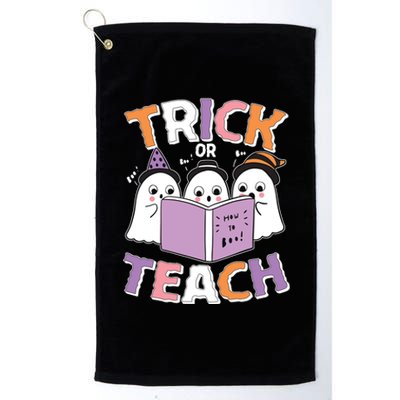 Cute Funny Trick Or Teach Reading Ghost Platinum Collection Golf Towel