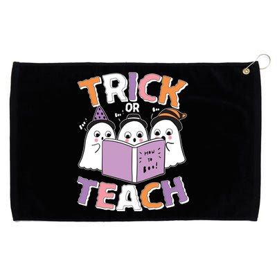 Cute Funny Trick Or Teach Reading Ghost Grommeted Golf Towel