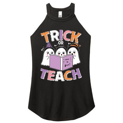 Cute Funny Trick Or Teach Reading Ghost Women's Perfect Tri Rocker Tank