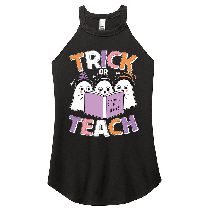 Cute Funny Trick Or Teach Reading Ghost Women's Perfect Tri Rocker Tank