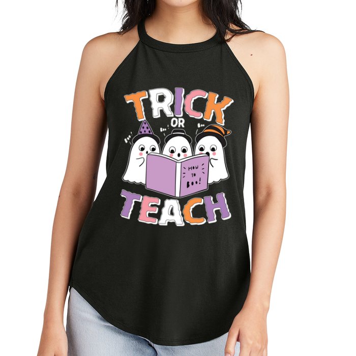 Cute Funny Trick Or Teach Reading Ghost Women's Perfect Tri Rocker Tank