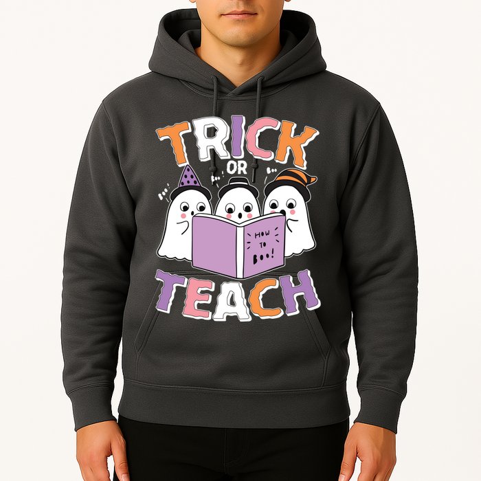 Cute Funny Trick Or Teach Reading Ghost Hoodie