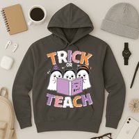 Cute Funny Trick Or Teach Reading Ghost Hoodie