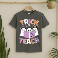 Cute Funny Trick Or Teach Reading Ghost T-Shirt