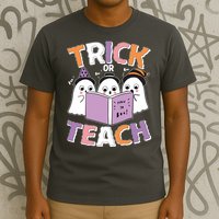 Cute Funny Trick Or Teach Reading Ghost T-Shirt