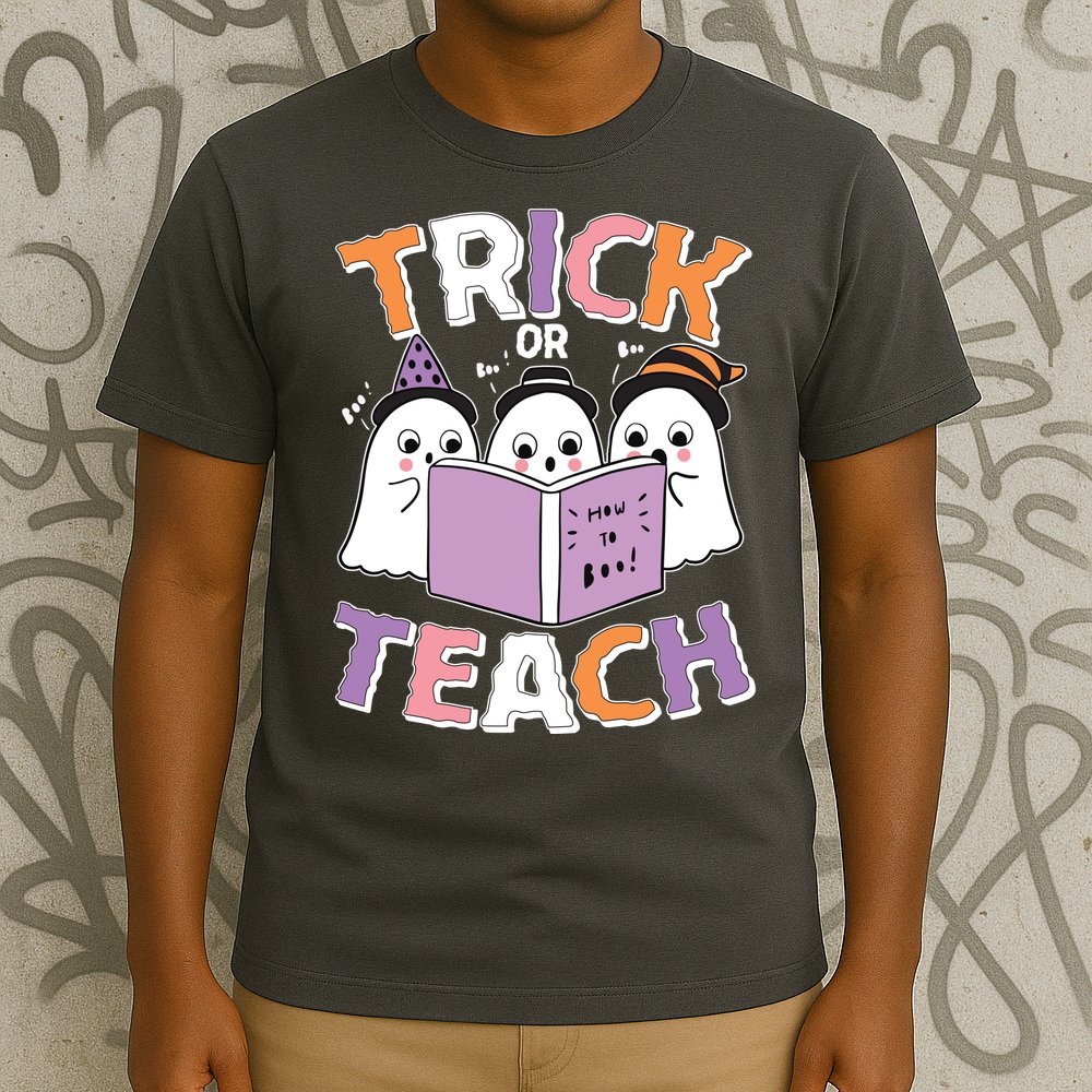Cute Funny Trick Or Teach Reading Ghost T-Shirt