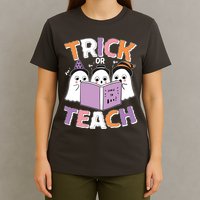 Cute Funny Trick Or Teach Reading Ghost T-Shirt