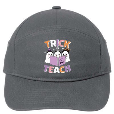 Cute Funny Trick Or Teach Reading Ghost 7-Panel Snapback Hat