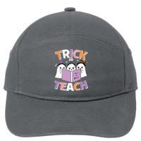 Cute Funny Trick Or Teach Reading Ghost 7-Panel Snapback Hat