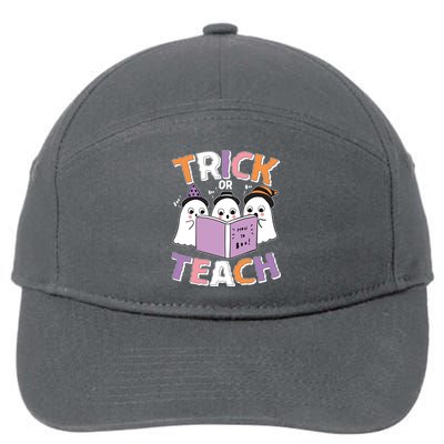 Cute Funny Trick Or Teach Reading Ghost 7-Panel Snapback Hat