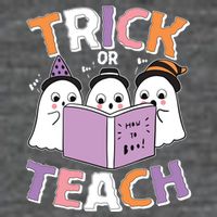 Cute Funny Trick Or Teach Reading Ghost 7-Panel Snapback Hat