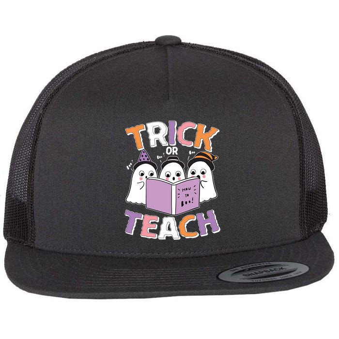 Cute Funny Trick Or Teach Reading Ghost Flatbill Hat
