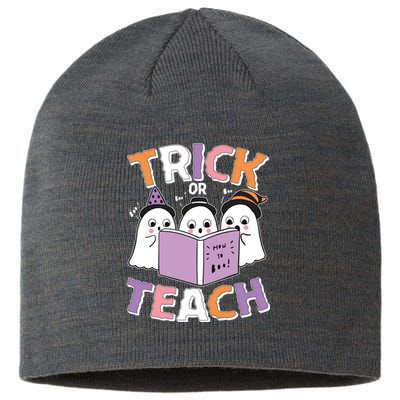 Cute Funny Trick Or Teach Reading Ghost Sustainable Beanie