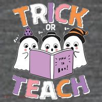 Cute Funny Trick Or Teach Reading Ghost Poster