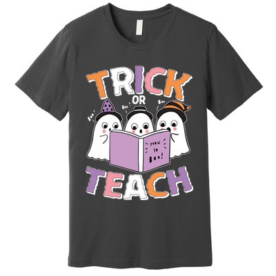 Cute Funny Trick Or Teach Reading Ghost Premium T-Shirt