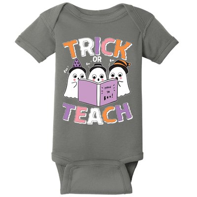 Cute Funny Trick Or Teach Reading Ghost Baby Bodysuit