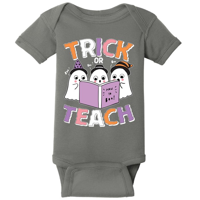 Cute Funny Trick Or Teach Reading Ghost Baby Bodysuit